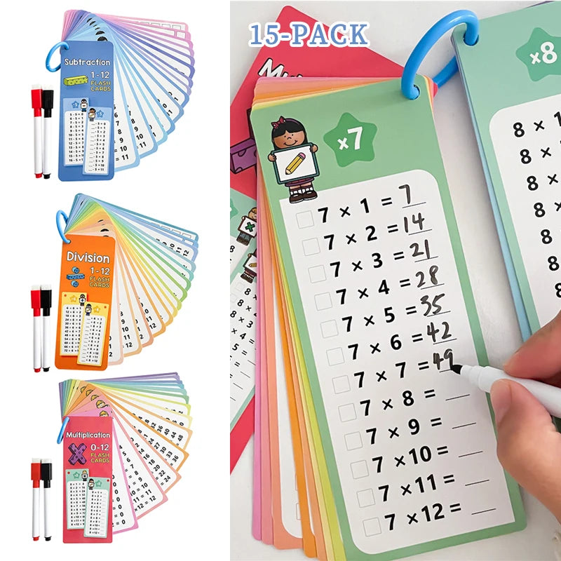 0-12 Multiplication Charts Times Table Cards Self Check Math Learning Qme