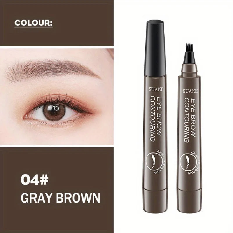 4 Point Eyebrow Pencil Waterproof Liquid Pen Makeup Long Lasting Qme 04 Gray