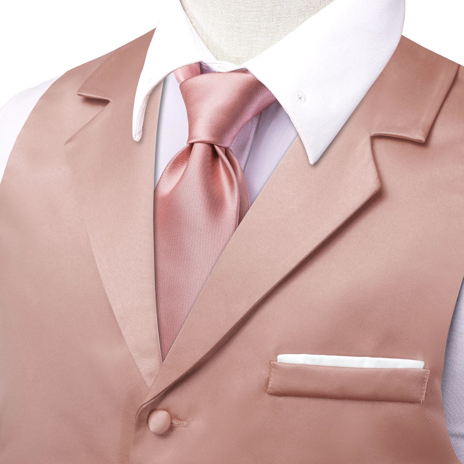 Hi-tie Dusty Pink Solid V-neck Men Vest Tie Jacquard Tuxedo Dress Qme