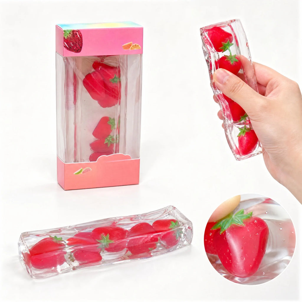 Long Rectangular Fruit Stress-relieving Toy Clear Ice Cubes Slow-rising Fidget Fun Toy for Adult Creative Holiday Halloween Gift Qme