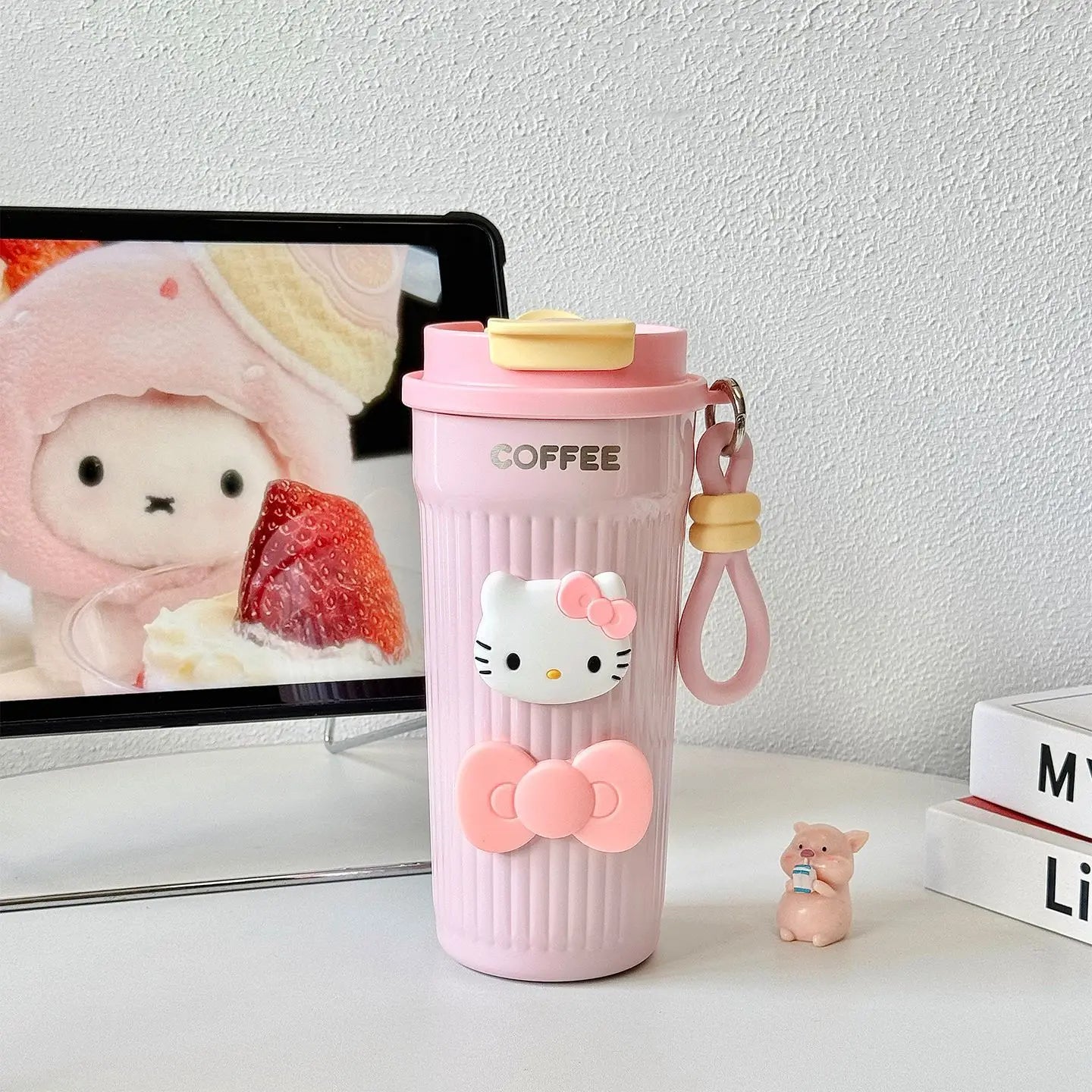 Cute Hello Kitty Insulated Cup Stylish 316 Stainless Steel Straw Cup for Women Large-Capacity, Portable Coffee Cup for Work Qme 2 550ml