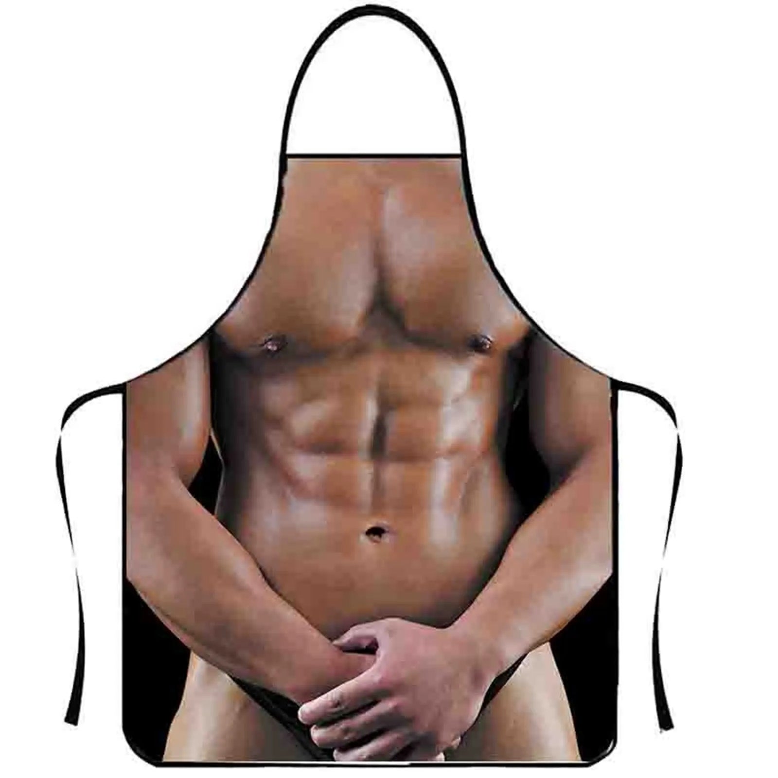 Fun Men's Cooking Carbecue Apron Home Multipropose Baking Cleanning Accessories Creative Muscle Prank Holiday Gift Qme WHITE E