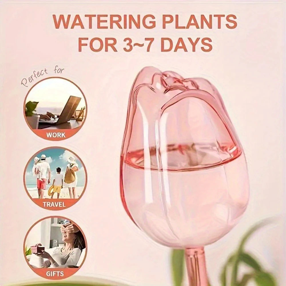 Garden Pink Tulip Plant Watering Balls, Suitable For Indoor Outdoor Plants, Automatic Plant Drippers, And Automatic Watering Qme