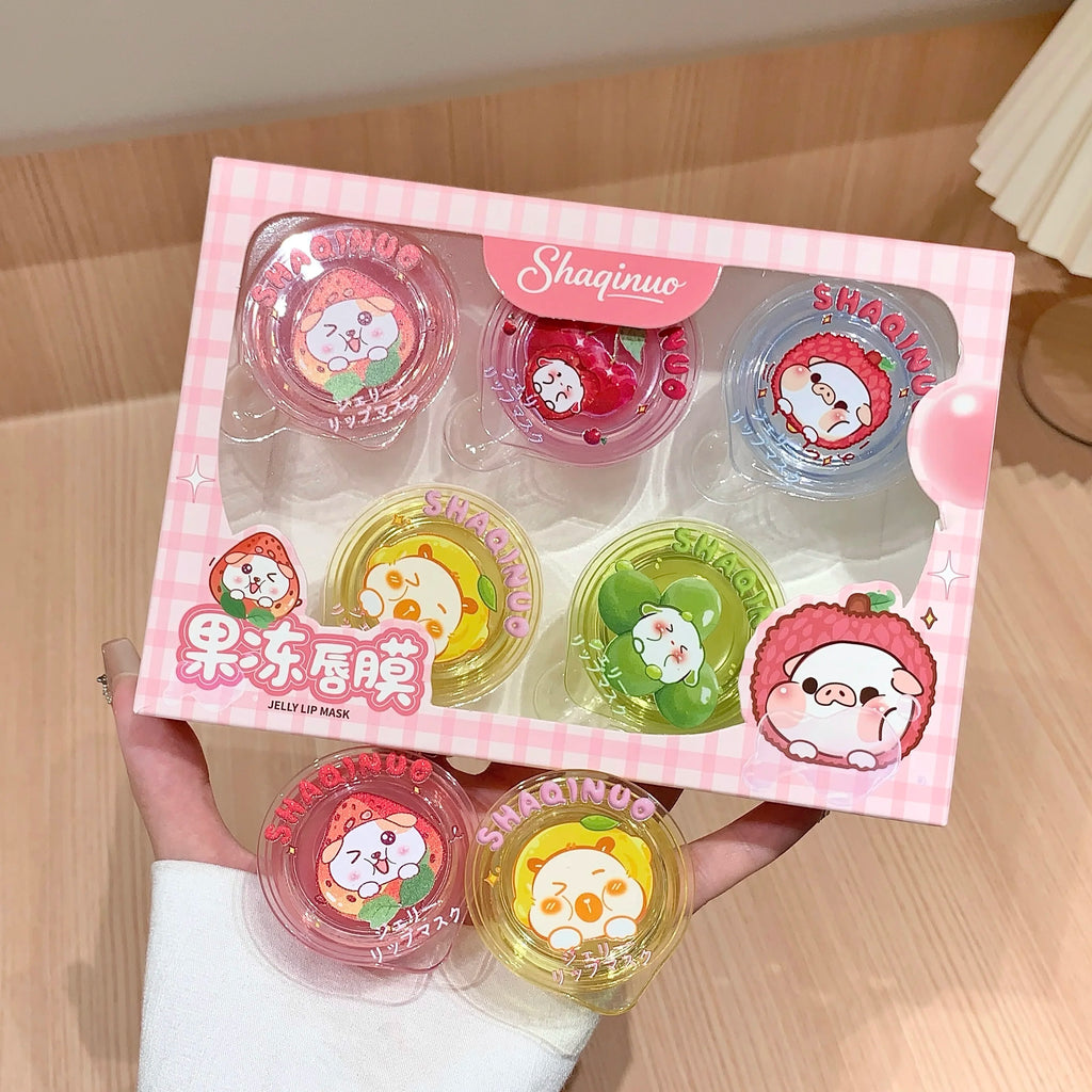 SHAQINUO Fruit Jelly Lip Mask Moisturizing Hydrating Nourishing Balm Qme S9075-1