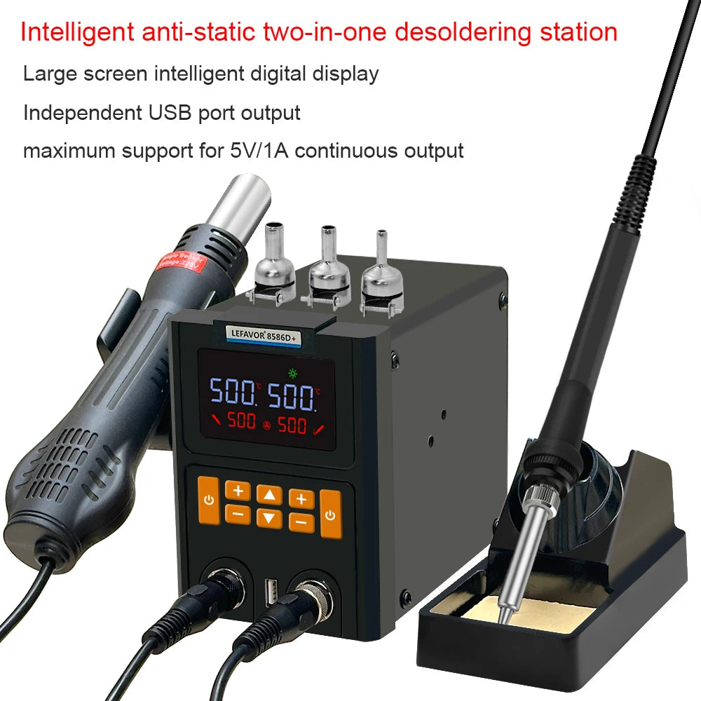 LF 8586D Soldering Station 1 600W Air Gun LCD Digital Display 60W Qme