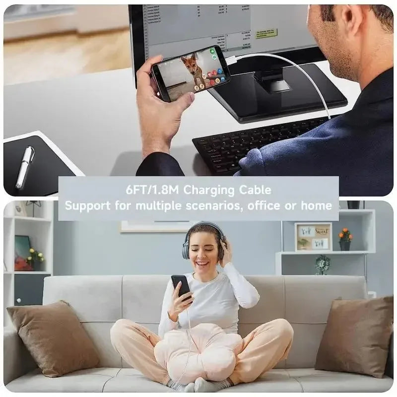 2PCS 6A Super Fast Charging 120W USB-C Data Cable for Huawei Honor Android 66W LeEco Charger Cord Qme