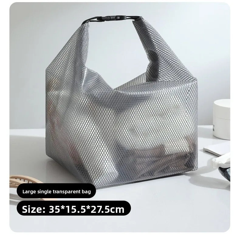 A Waterproof Storage Bag, Fitness Clothing Swimming Bathroom Large Capacity Drawstring, Men's And Women's Outdoor Toiletries Bag Qme Grey large