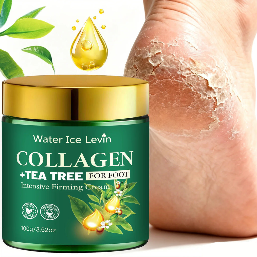 Intensive Foot Cream with Collagen & Tea Tree, Moisturizing & Firming Foot Care Qme