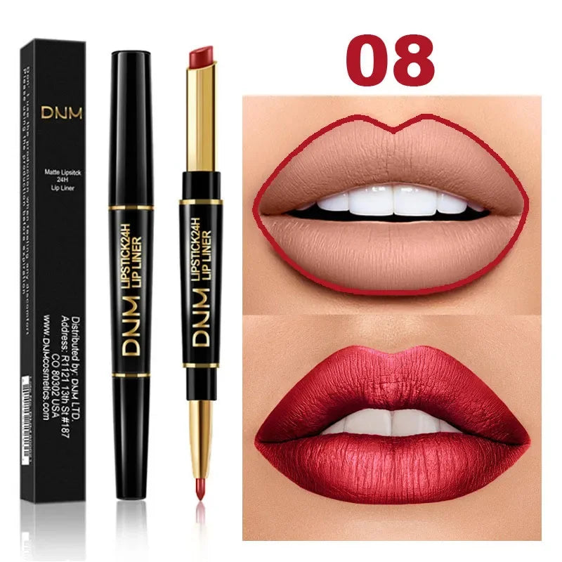 12 Colors 2 In1 Long-lasting Lip Liner Matte Lipsticks Portable Lip Pencil Waterproof Moisturizing Lip Makeup Contour Cosmetics Qme 08