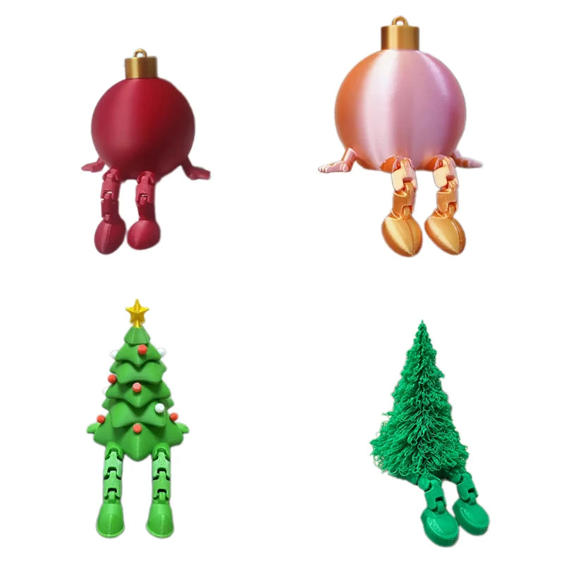3D Printed Christmas Ball Tree Ornament Movable Joint Decorations Qme