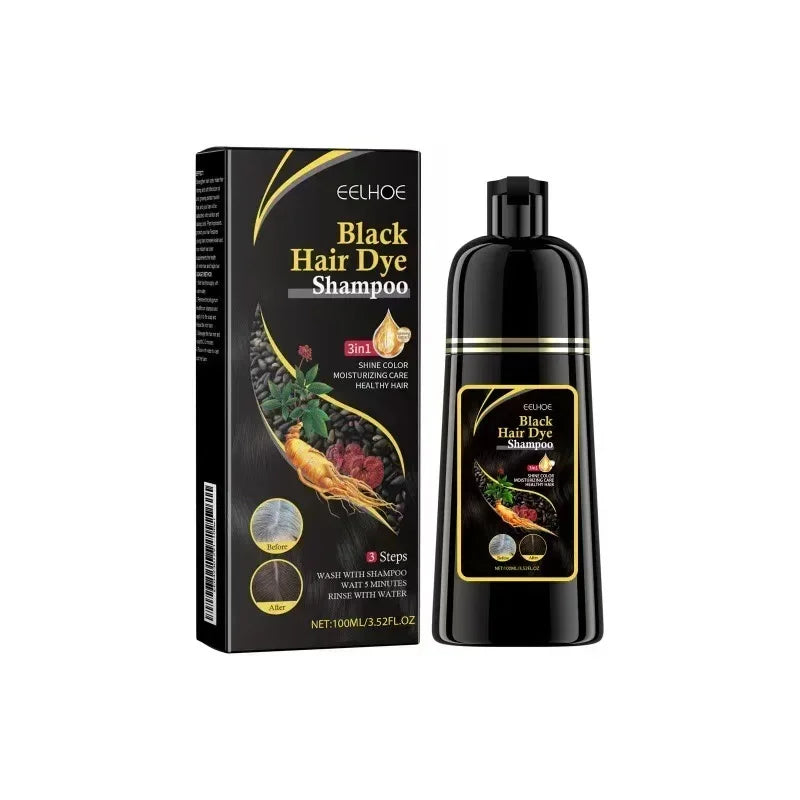 Instant Black Dye Shampoo Black Brown Hair Coloring Natural Herbal Ginseng Hair Repair Shampoo Grey White Hair Dyed Black Qme