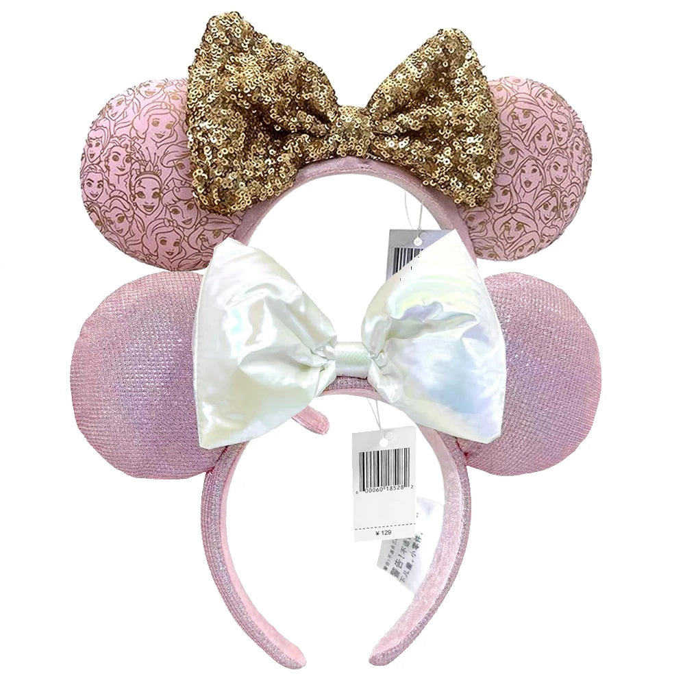 Princess Seris Pink Mickey Mouse Headbands Bow Glitter Party Decoration Cosplay Hair Accessories Hairband for girl Women Adults Qme Headband 2