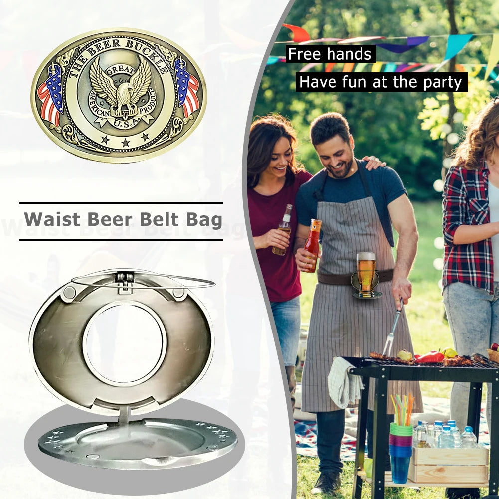 Metal Beer Head Belt Buckle Can Holder Outdoor Metal Beer Head Belt Funny Bottle Buckle for Camping Portable Bar Can Holder Qme