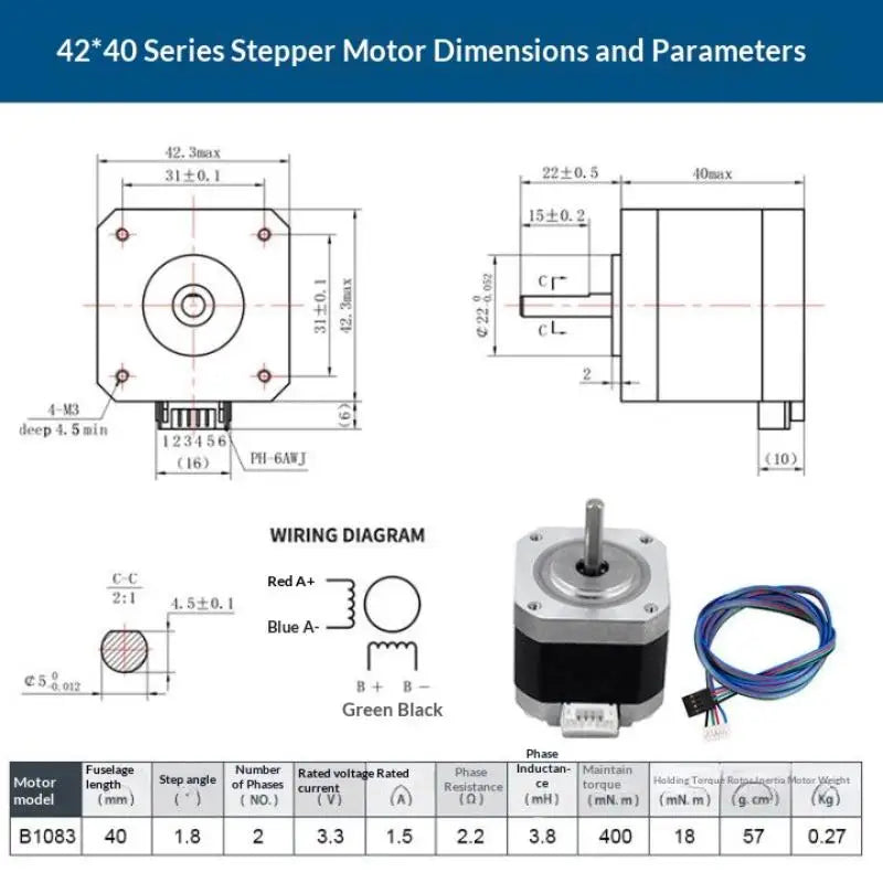 1.0A 12V 14N.cm CNC Laser Engraver Motor 3D Printer Extruder 4 Lead For Nema 17 22mm 42 Stepper Motor 42*42*23mm Qme A6