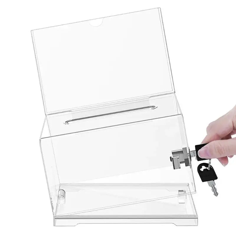 Acrylic Solid Ballot Box Durable Tip Jar Voting Plastic Container Qme