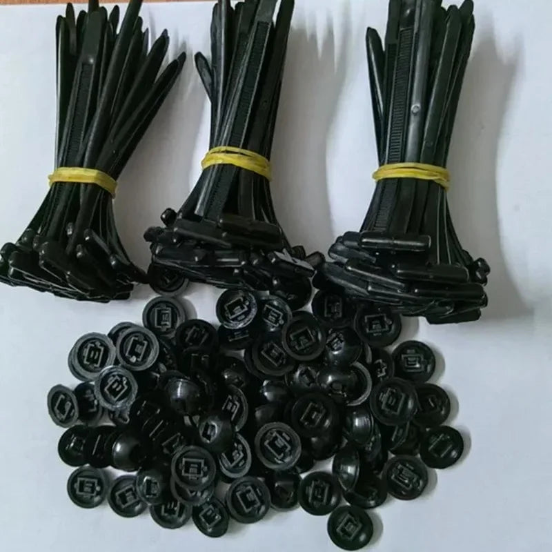 300PCS Nylon Universal Cable Tie Buckle Heavy Duty Self-Locking Zip Ties Holder with Pin Fasteners Car Body UV Resistant Zipties Qme