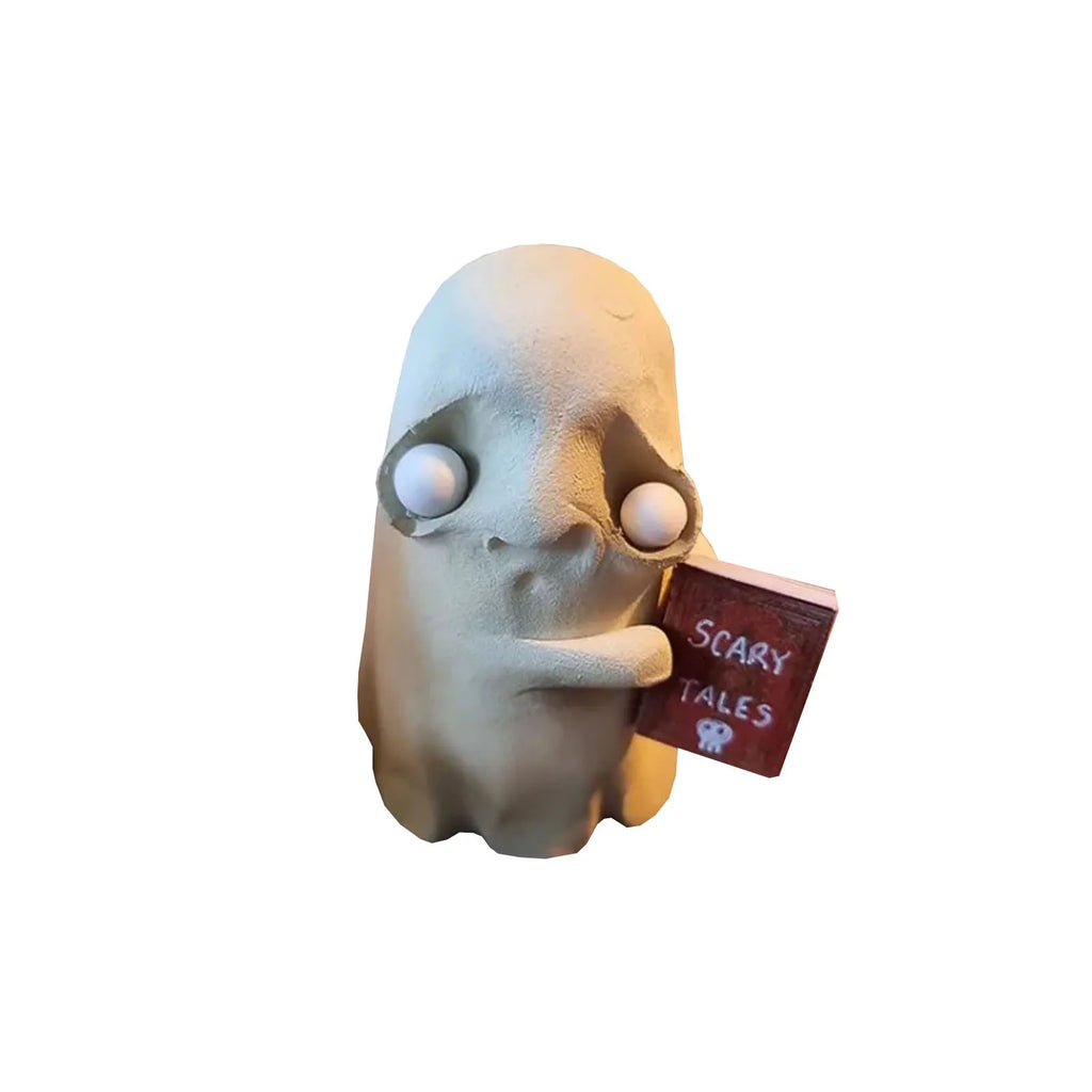 Halloween Horror Ghost Reading Book Resin Ornaments Funny Cute Little White Ghost Accessories Halloween Party Supplies Qme