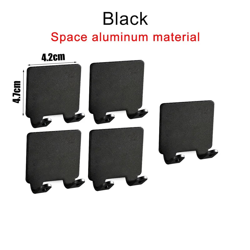 Bathroom Adhesive Wall Hook Hanging Hooks Wall Coat Rack Hanger Stickers Non Punching Shaver Holder Storage Hook Razor Rack Wall Qme Black 5PCS