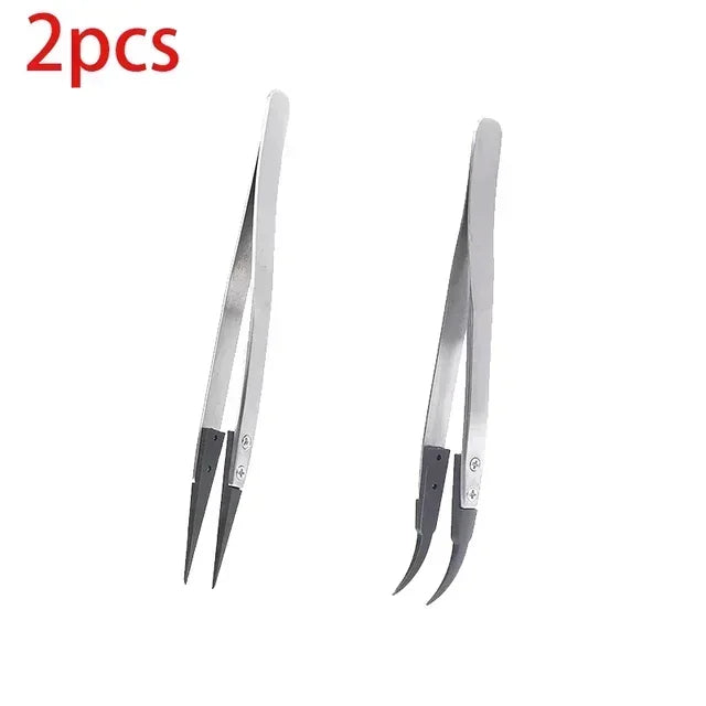 1-6PC Watch Hands Installation Work Tweezers Straight Elbow Handle Stainless Antistatic Plastic Tweezers ESD-259 ESD-259A ESD-7A Qme ESD-7A-259A