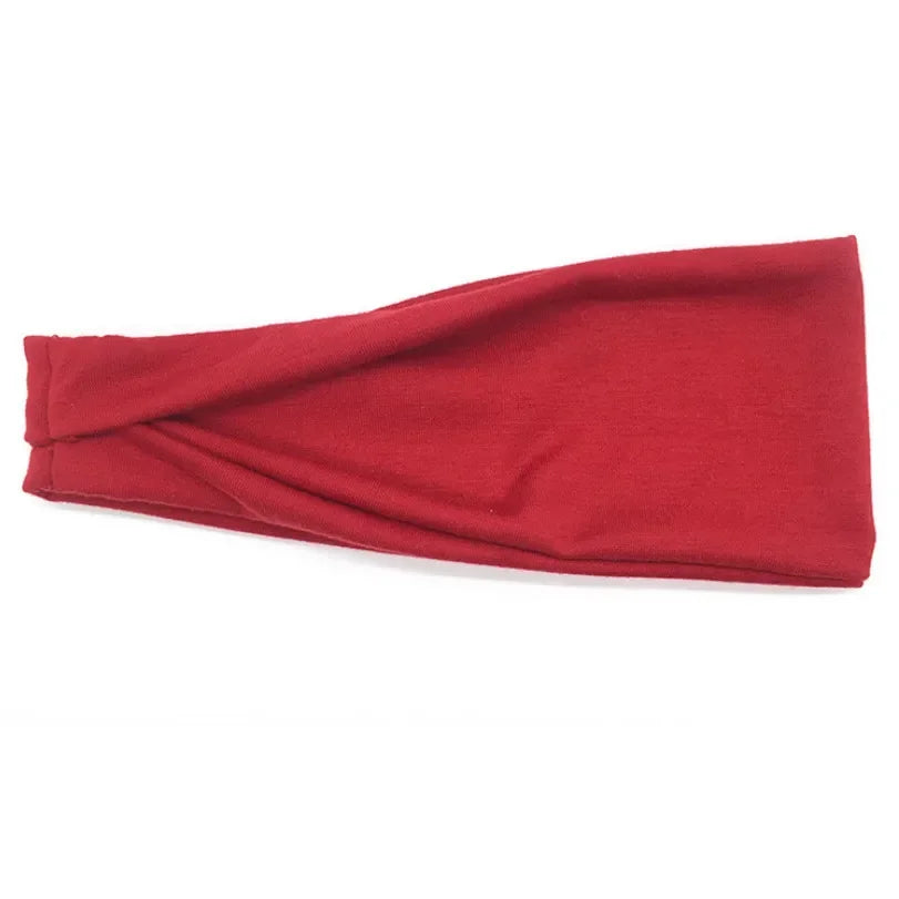 Women Headband Twist Cotton Sport Wide Turban Twisted Knotted Qme Red 10cm-22cm