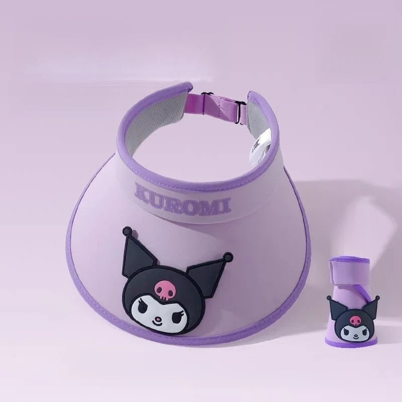 Hello Kitty Kuromi Sun Protection Hat New Spring/Summer Sun Hat Student Sun Hat Open-Top Wide-Brim Hat Qme