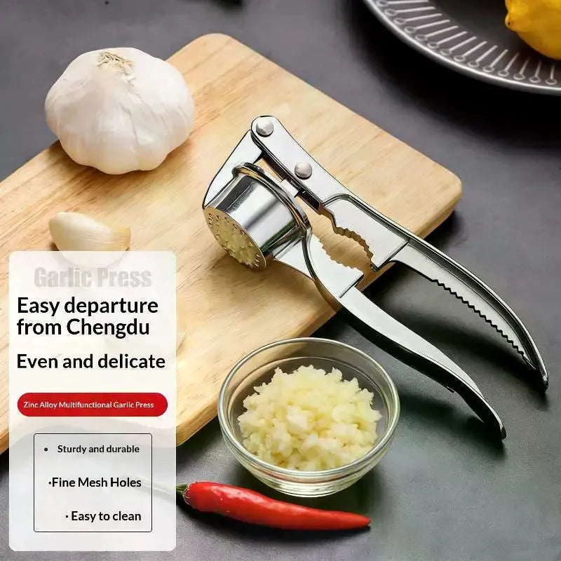 Garlic Press, Premium Rust Proof Kitchen Garlic Mincer Crusher Squeezer With Ergonomic Handle, Ginger Crusher With Good Grip Qme