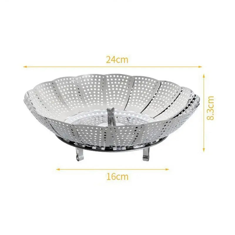 Folding Stainless Food Steamer Vegetable Fruit Basket Mesh Rack Qme A2