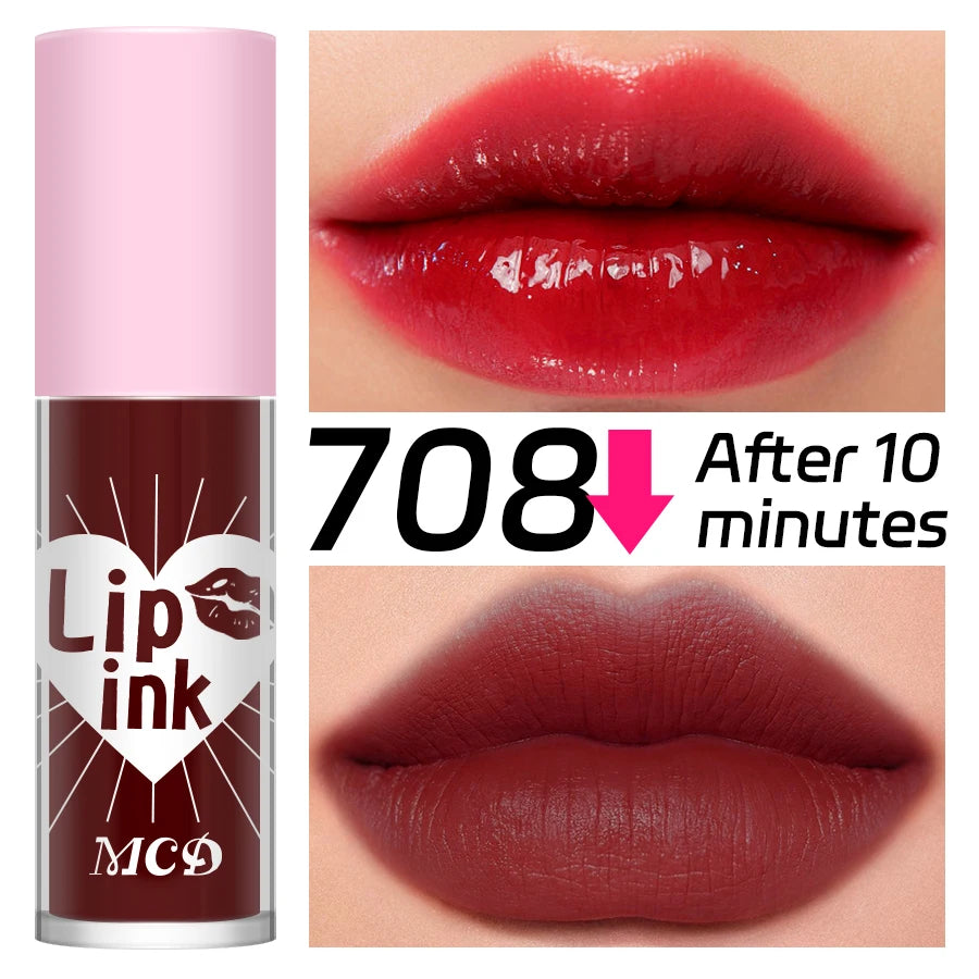 Waterproof Matte Lip Tint Long-lasting Glaze Sexy Plump Glow Oil Qme 708