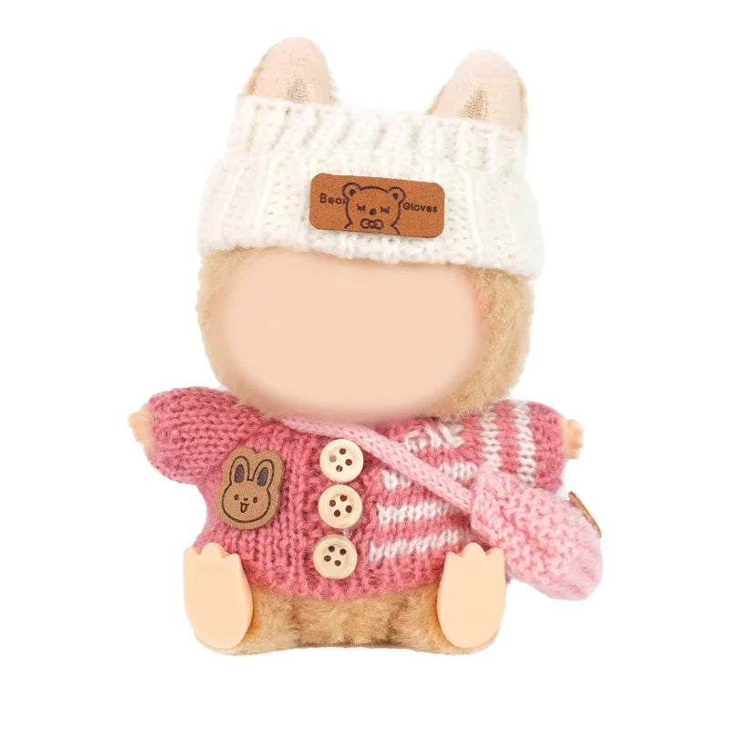 Labubu Crochet 3-Piece Clothing Set, Suitable for 15-17cm Dolls (Accessories Only) - Fashion Accessories Qme Pink