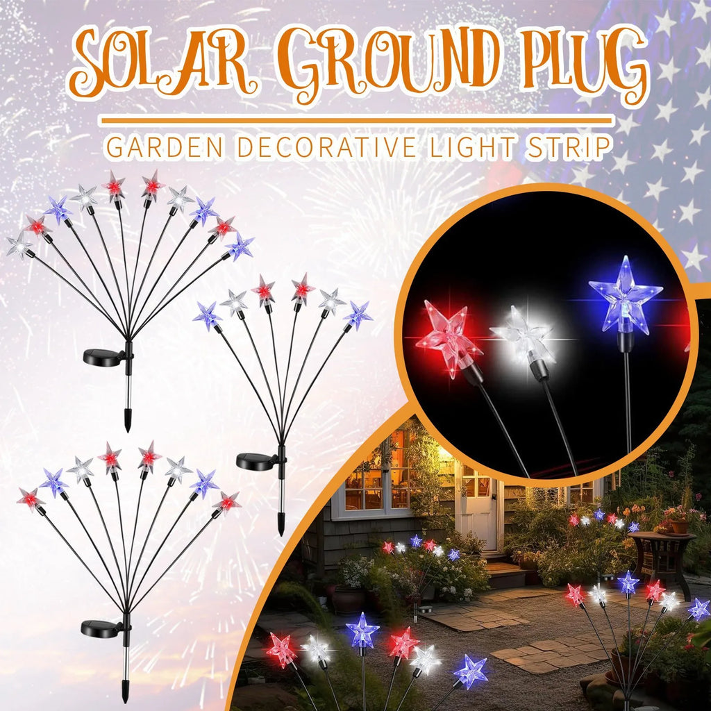Solar-powered Independence Day String Lights Home Patio Garden Lawn Decorative Lights Holiday Party DIY Decor Props Qme
