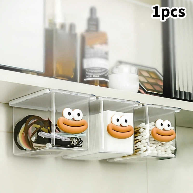 Mirror Cabinet Transparent Bathroom Cotton Stick Makeup Pull-out Qme