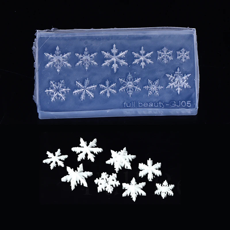 Winter Snowflake Nail Art Silicone Mold 3D Embossed Soft Stamping Qme A2