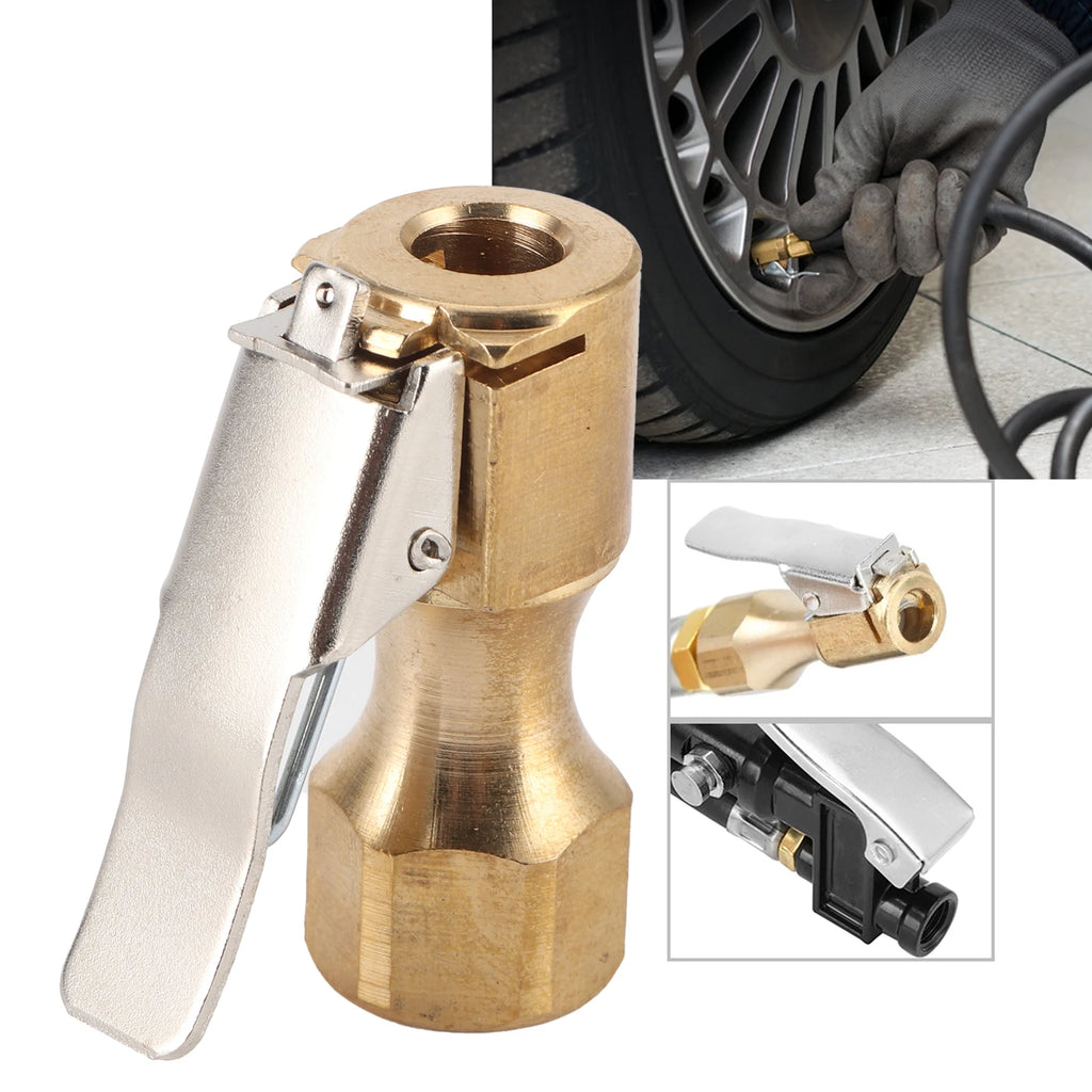 Inflation Tire Chuck Tire Inflator Chuck Connector Fast Clip‑On Air Pump Adapter for Car Motorcycle Inflation Qme