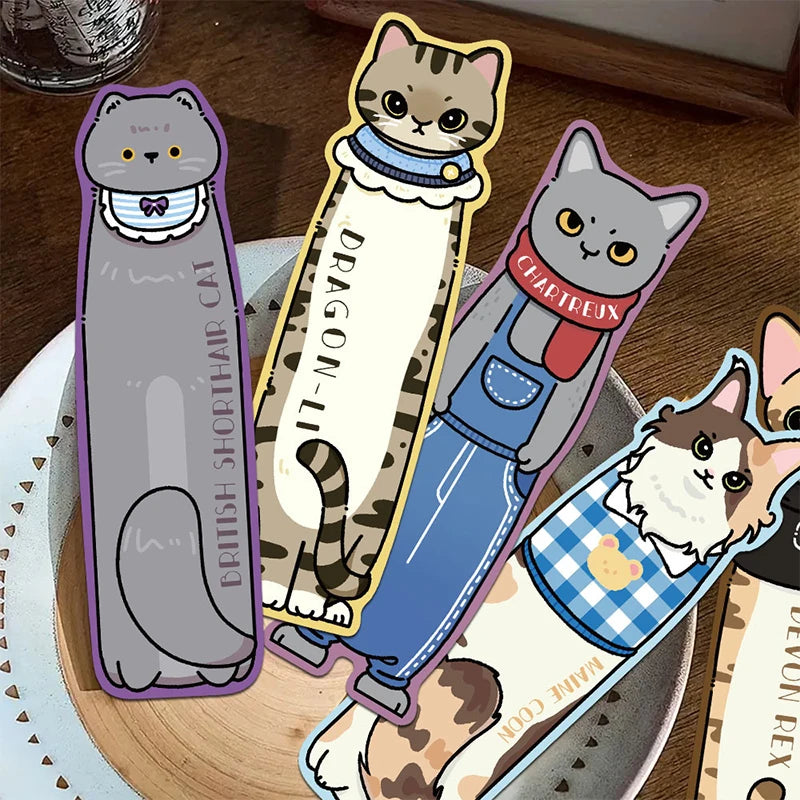 Cartoon Kawaii Cat Bookmark Reading Books DIY Library Office Page Qme