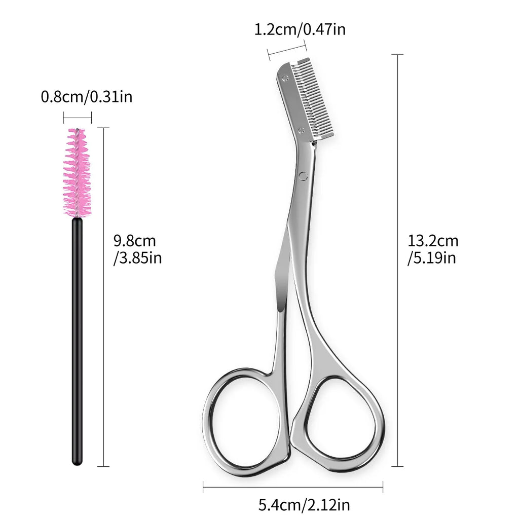 Stainless Steel Eyebrow Scissors Comb Makeup Trimming Knife Hair Qme 2PCS China Mainland