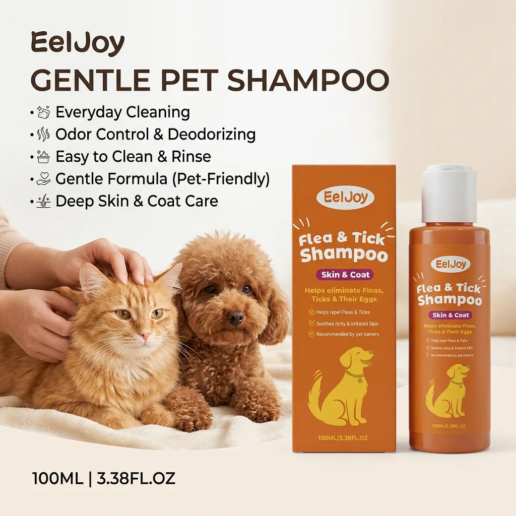 Dog Flea & Tick Shampoo Moisturizing Eliminating Fleas Relieve Itching Soothing Skin Long Lasting Fragrance Pet Grooming Shampoo Qme