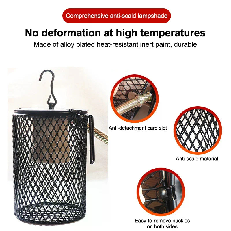 E27 Pet Heating Lamp With Anti-scalding Lampshade For Turtle Snake Lizard Infrared Ceramic Emitter Heat Light 25/50/75/100W Qme