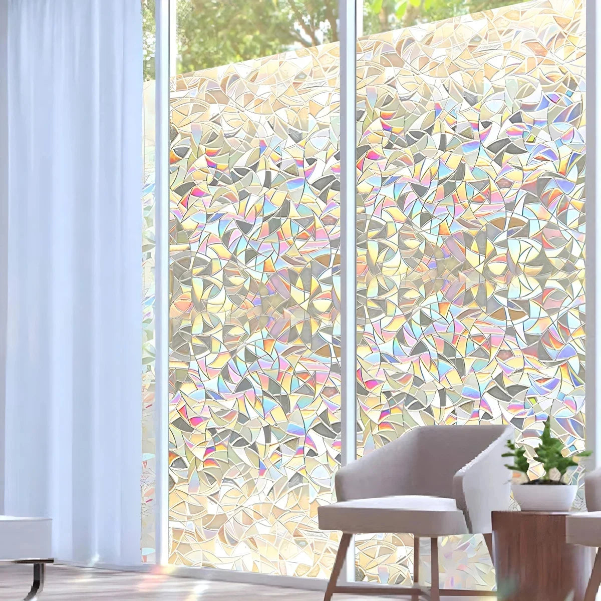Colorful Frosted Window Stickers Translucent Opaque Static Qme