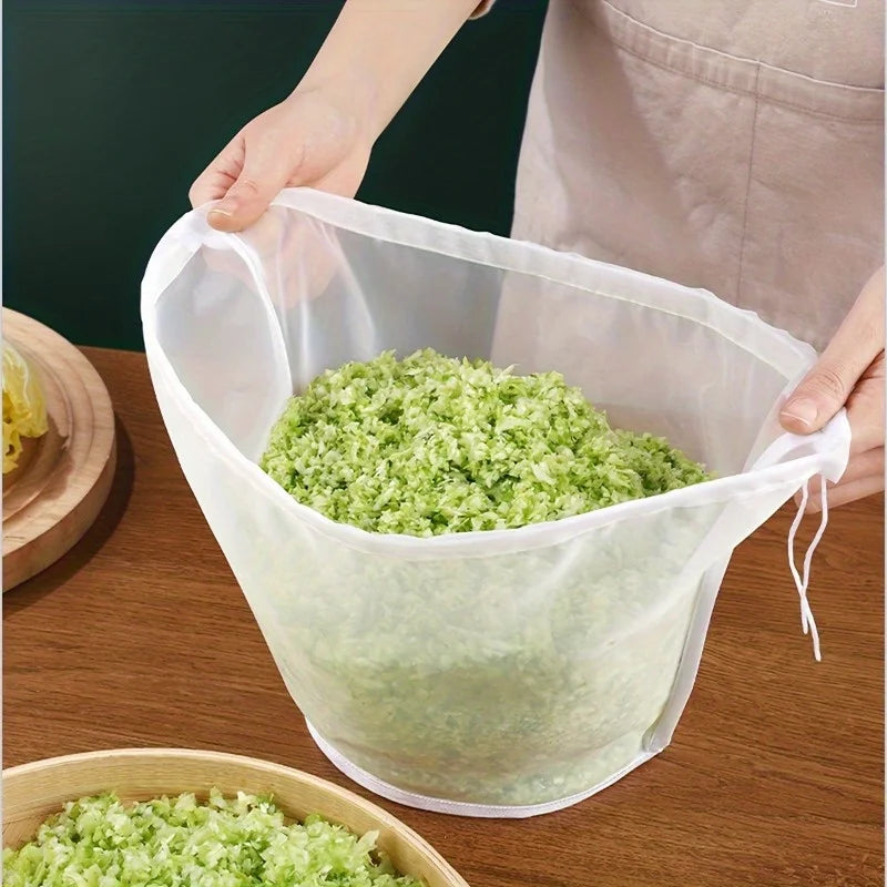 Reusable Vegetable Water Filter Bag Drawstring Food Strainer Squeeze Bag For Dumpling Fruit Cabbage Spinach Dehydration Qme