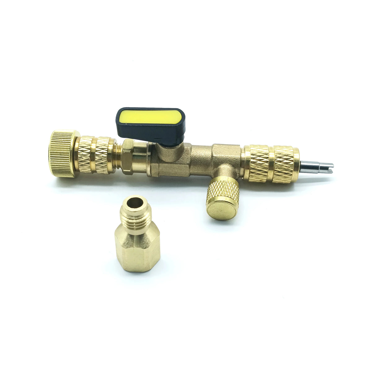 Valve Core Remover Installer Tool, R410A R22 AC Schrader Valve Core Remover, Dual Size 1/4" & 5/16" Port HVAC Valve Core Removal Qme 1pcs