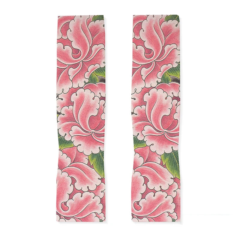 Fashionable Tattoo Manuscript Printed Ice Sleeves Summer Sun UV Qme style2 One Size