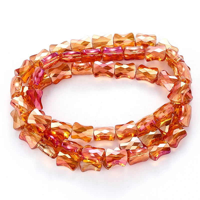 Bamboo Glass Beads AB Color Faceted Flat Curved Waist Column Crystal Loose Spacer Bead for DIY Crafts Earring Bracelet Jewelry Qme Color 2 8x11mm-60pcs