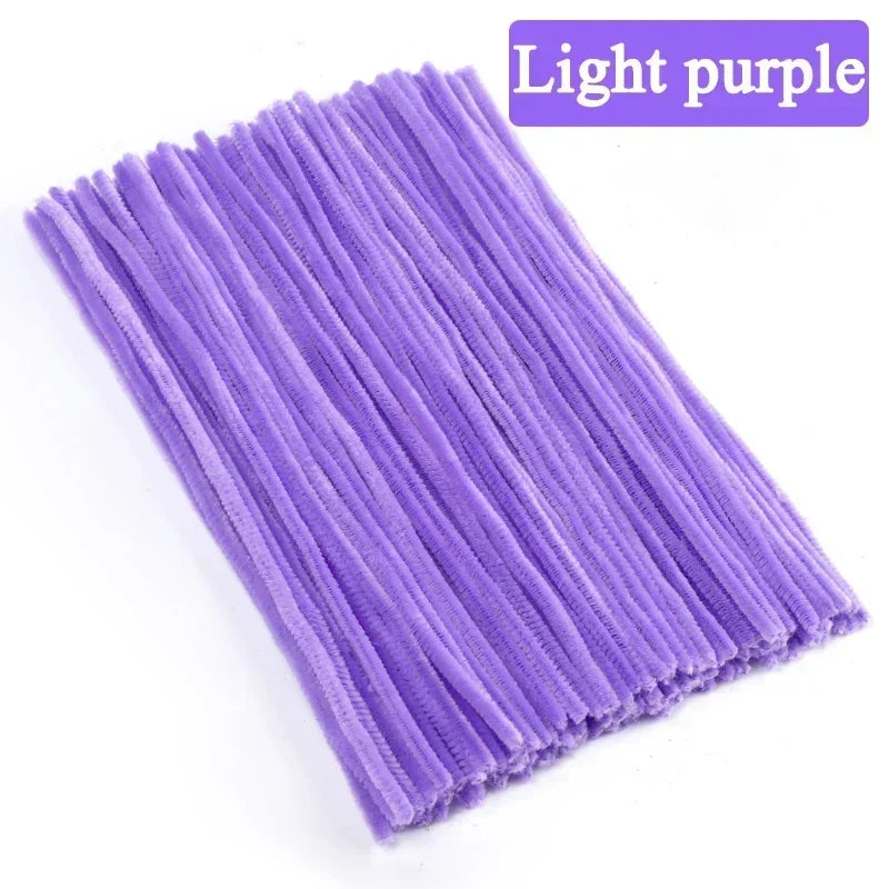 100/200/300PCS Colorful Chenille Stems DIY Wired Twist Stick Hair Strip Kids Handmade Educational Toys Qme Purple 100