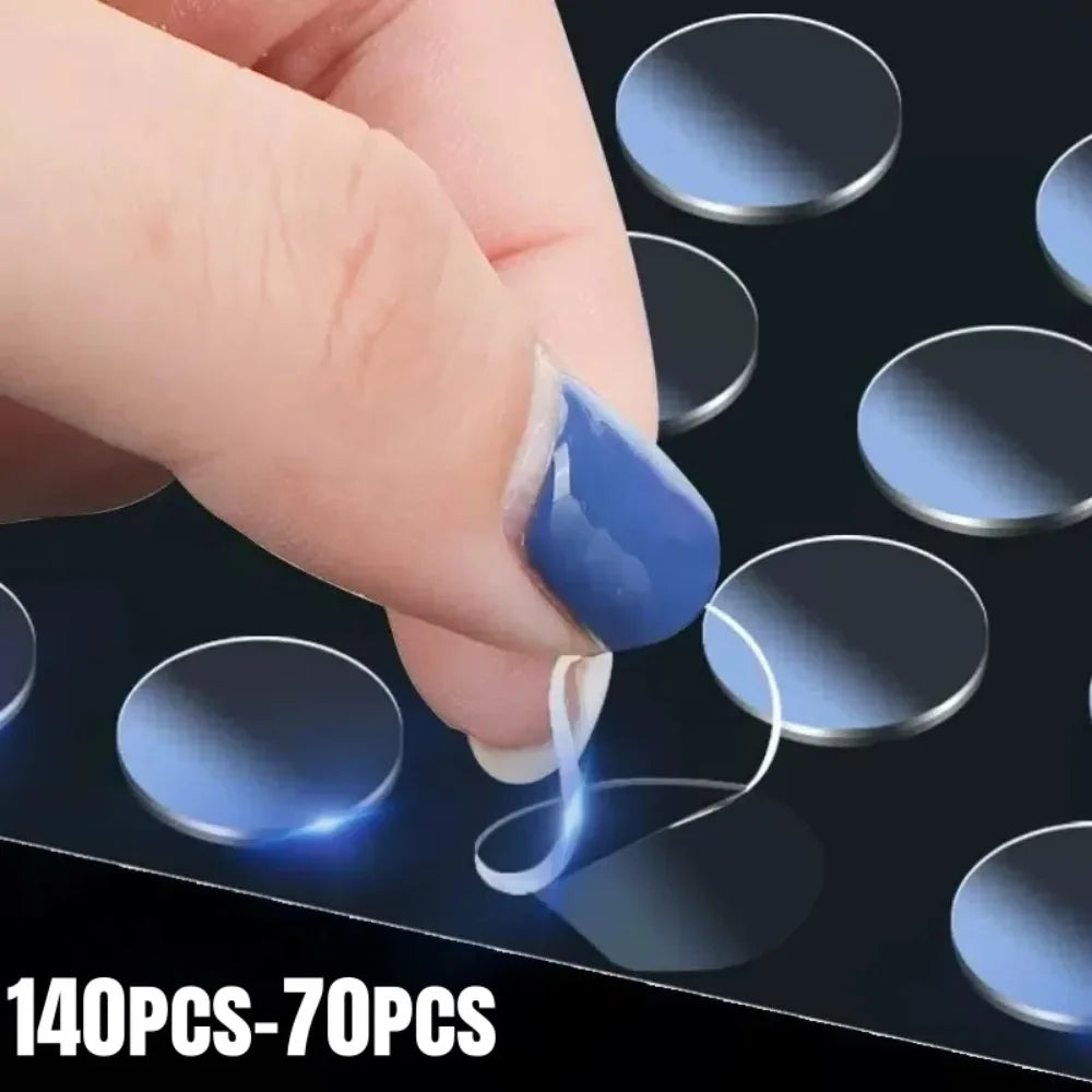 140pcs-70Pcs Nano Double-sided Adhesive Tape Round Traceless Removable Water-Repellent Adhesive Tape for DIY Craft Poster Fixing Qme 10mm-70pcs