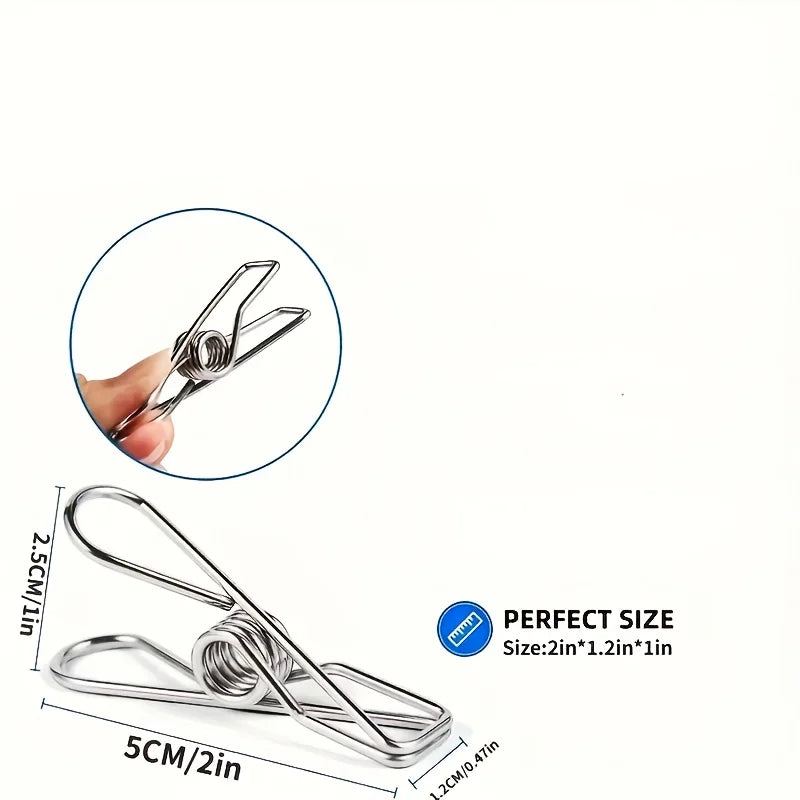 Stainless Steel Small Clothes Clip, Durable Clothes Nail, Multifunctional Metal Wire, Practical Clip Suitable for Kitch Qme