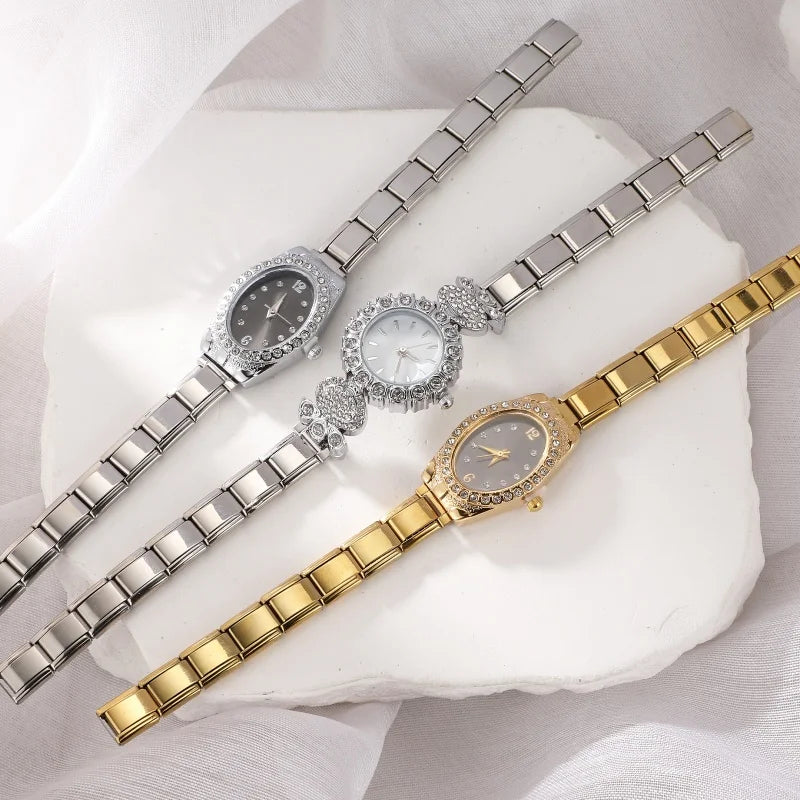 New 1PC Women's DIY 9mm Width Italian Elastic Charm Stainless Oval Simple Watch Bracelet Bangle For Party Friend Jewelry Gift Qme