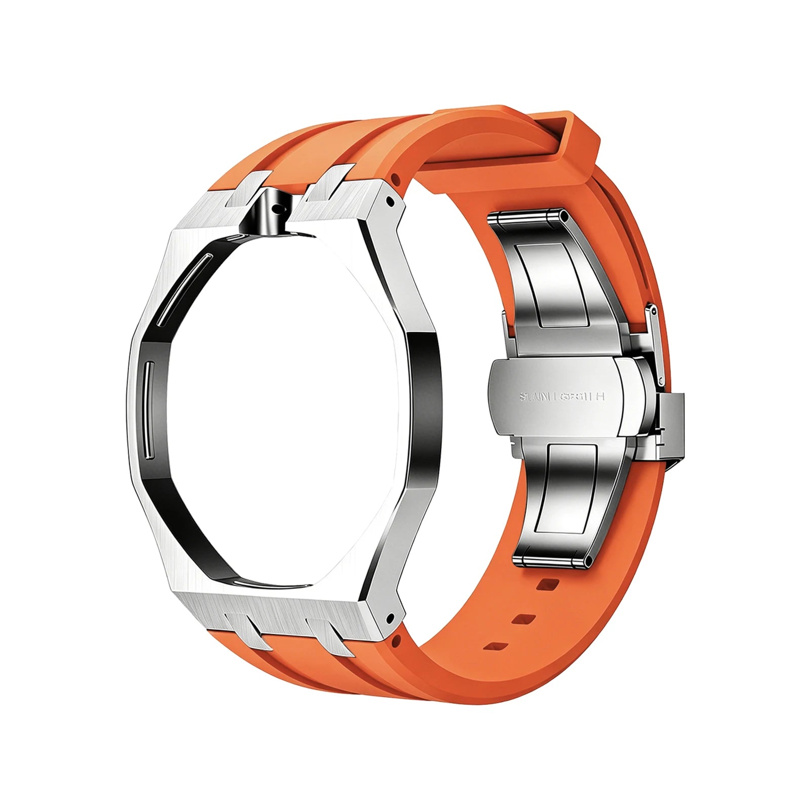 For Swatch X Royal Pop Silicone Sport Replacement Band Quick Release Scratch Proof Strap Set for Sport Activities Daily Commute Qme Silver Orange 12
