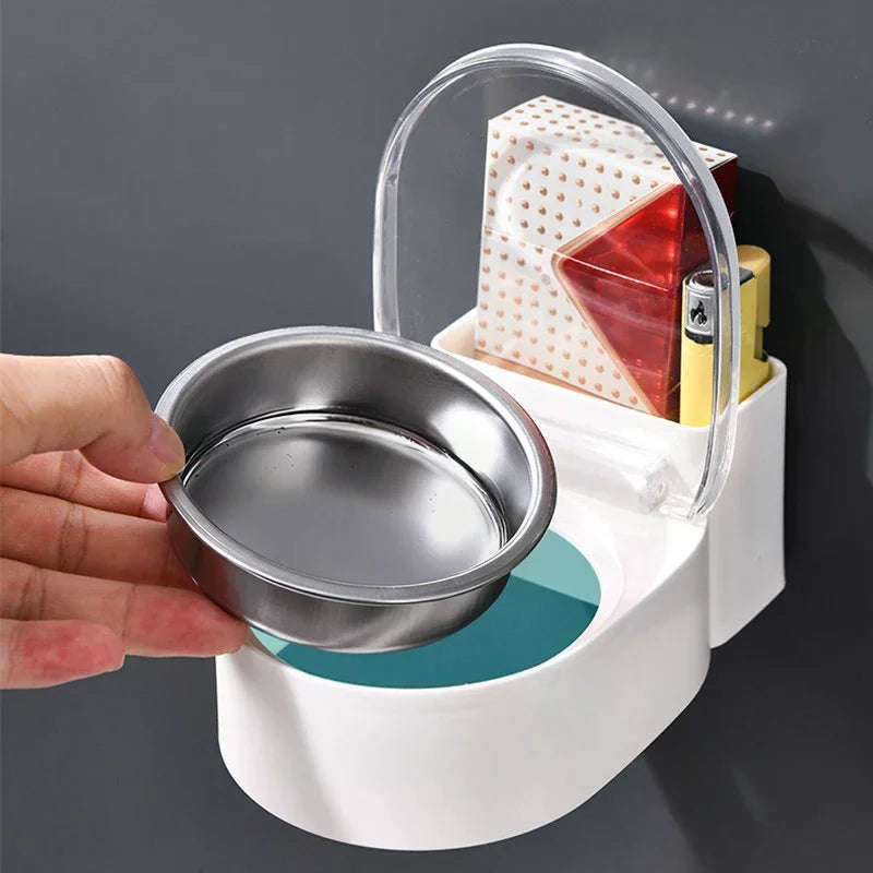 Personalized Bathroom Storage Box, Fashionable Non-Perforated Stainless Steel Wall Hanging Ashtray Qme