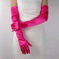 Ladies Satin Long Mitten Stage Performance Multicolor Women Black Qme Rose Red One Size