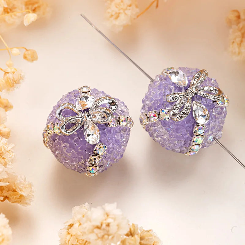 1PCS 16mm Rhinestone Ball Beads Moon Star Flower Loose Spacer Beads for Jewelry Making DIY Craft Supplies Christmas Decoration Qme 12